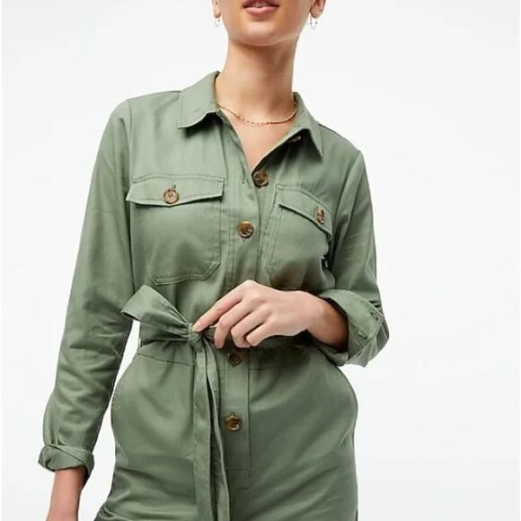 J. Crew Jumpsuit Women's Size 4 Army Green Utility Romper One Piece Coveralls - Picture 9 of 11